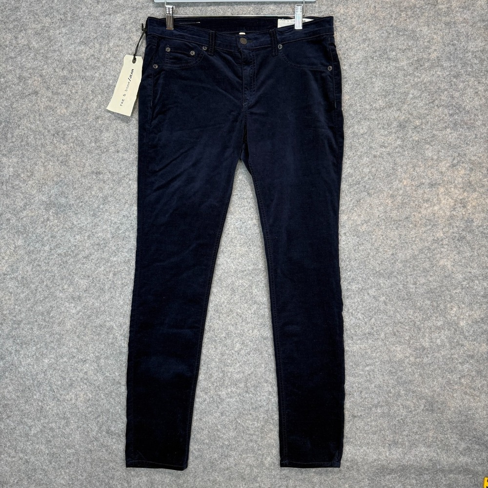 Rag & Bone Velvet Legging Pants Womens 31 Midnight Navy Blue Jeans NEW NWT